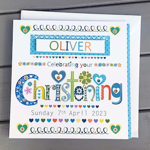 Biglietto di battesimo / personalizzato per bambini / Battesimo per lui / idee regalo per il battesimo di un bambino / biglietti speciali per il battesimo