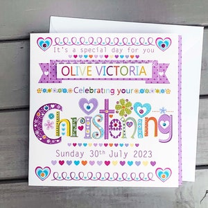 Biglietto di battesimo / biglietto personalizzato per ragazza / Idee per battesimo / Regali speciali per battesimo