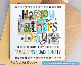 Personalised Daddy Father’s Day Card from Kids,  Daddy Card, First Father’s Day Card, Custom Names Card, Send Direct UK
