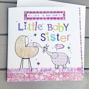 carte petite soeur | idées de cartes d'arrivée de bébé | Idée cadeau petite soeur