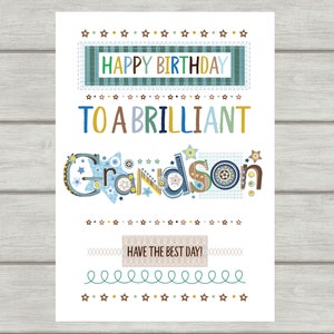 Grandson BIRTHDAY Card, Birthday Card for Grandson, Printable Birthday ...