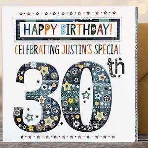 Personalized 30th Birthday Card for Him: Handmade Greeting Card