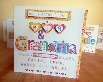 Cartes de fête des mères. Cartes spéciales personnalisées pour maman et Nana, Nan, grand-mère, grand-mère, nounou, Nannie, carte de fête des mères Nanna.