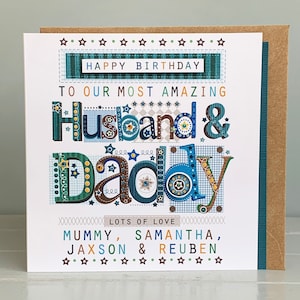 Gepersonaliseerde verjaardagskaart echtgenoot, speciale gelukkige verjaardag HUSBAND AND DADDY