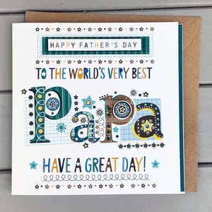 Cartão de Dia dos Pais Papa – Feito à mão por Vicky Jones Design – Presente de Papai Noel – Cartão exclusivo feito no Reino Unido – Lembrança enfeitada