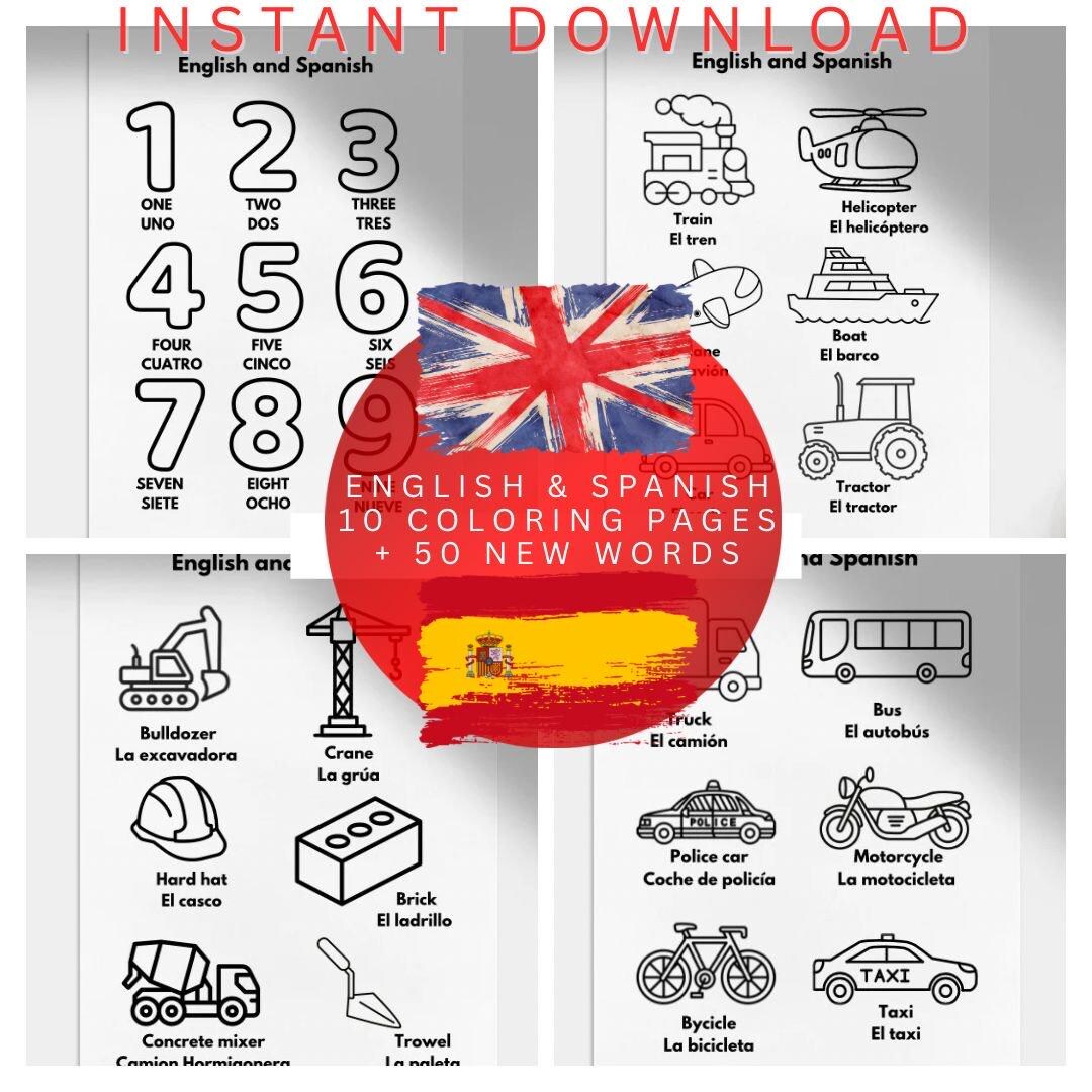 Printable Coloring Sheets for Kids in English and Spanish 10 Pages More ...