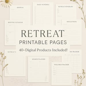 Retreat Planner Printable 44 Pages for Retreat Facilitators | Wellness, Journaling, Schedule, Session & Reflection Sheets | Instant Download