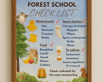 Checkliste für die Waldschule | Montessori | Outdoor Abenteuer Vorbereitungsbogen