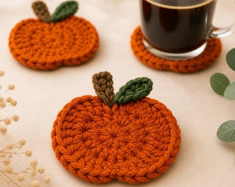 Crochet Pumpkin Coaster Pattern PDF | Easy Fall Mug Rug | Beginner Crochet Coaster | Autumn Table Decor DIY