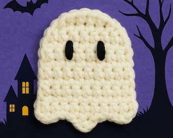 Crochet Ghost Pattern PDF Easy Mini Crochet Halloween Applique Beginner Crochet Pattern Halloween Decor Keychain Bookmark Bunting