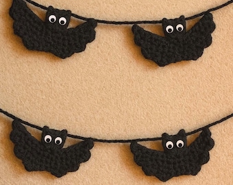 Halloween Bat Garland Crochet Pattern PDF | Bat Applique Crochet • Spooky Decor Halloween Bunting Crochet Bat Garland Pattern
