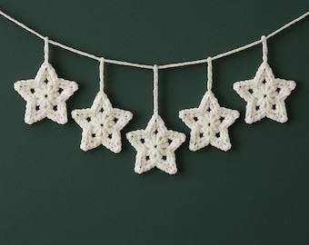 Crochet Star Garland Pattern | Christmas Bunting Crochet PDF | Holiday Crochet Decor | Easy Crochet Star Pattern | DIY Xmas Decoration
