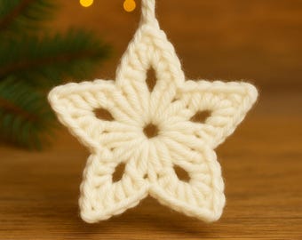 Crochet Christmas Star Pattern | Tree Topper & Ornament (PDF) Holiday Crochet Decor | Farmhouse Xmas Decoration | DIY Crochet Gift