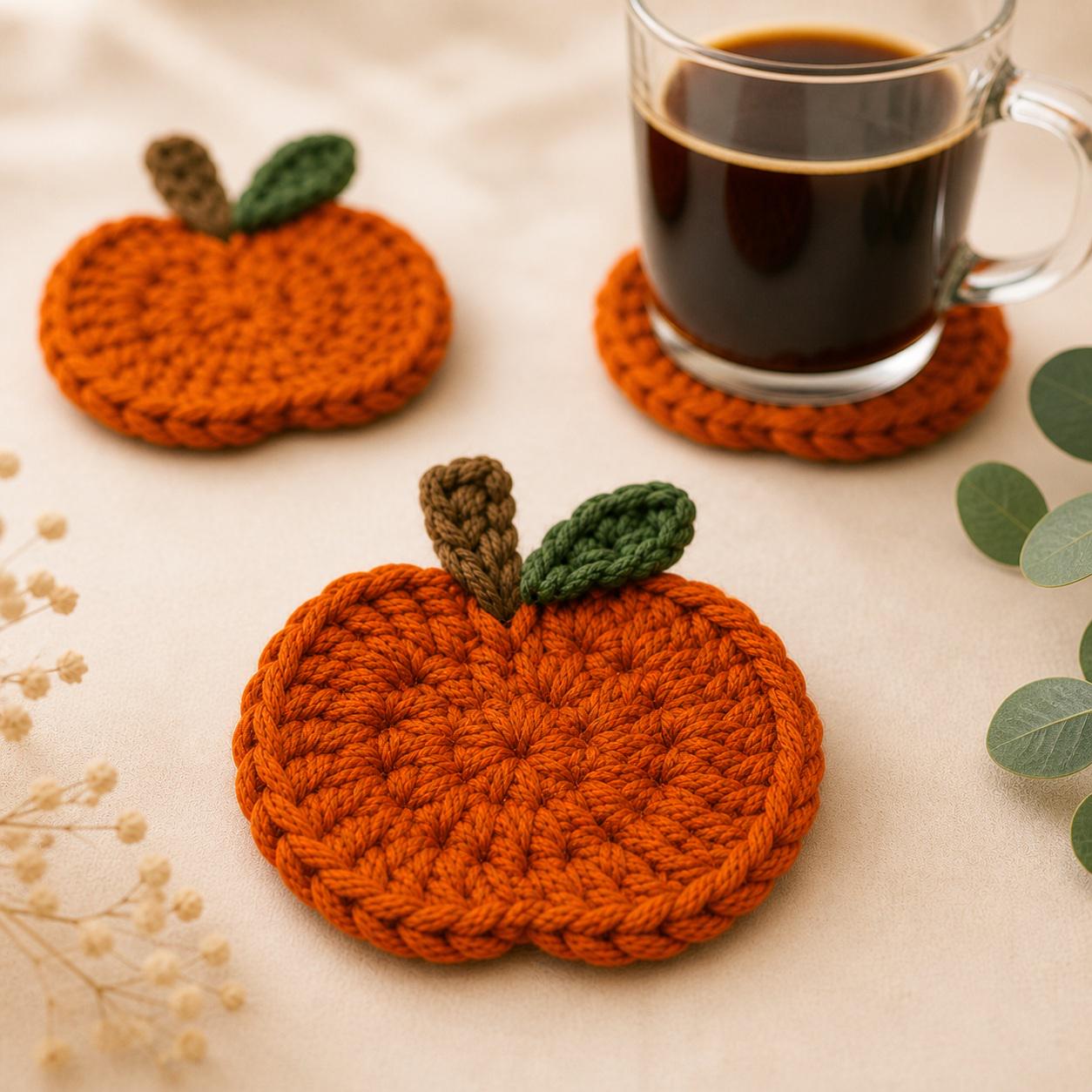37 Mug Rug Crochet Patterns: Enhance Your Coffee Breaks in Style! 6 Crochet Pumpkin Coaster Easy Fall Mug Rug Beginner