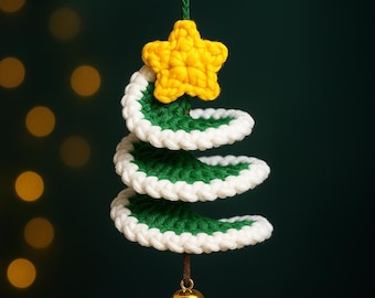 Spiral Christmas Tree Crochet Pattern • Wind Spinner & Loopy Tree Design • Fidget Xmas Tree Ornament PDF • Holiday Crochet Decoration