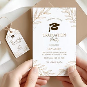 Bearbeitbare Einladung zur Abschlussfeier, Klasse von 2025 Abschlussfeier einladen Canva-Abschlusskarte Grad Party einladen Printable Free Danke-Tag
