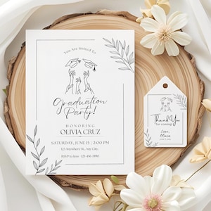 Editable Minimalist Graduation Party Invitation Template, Class of 2025 Grad Party Invite, Modern Graduation Announcement Digital Download