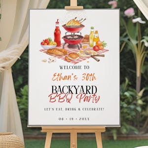 Backyard BBQ Birthday Welcome Sign: Editable Picnic Party Decor (Digital Download)