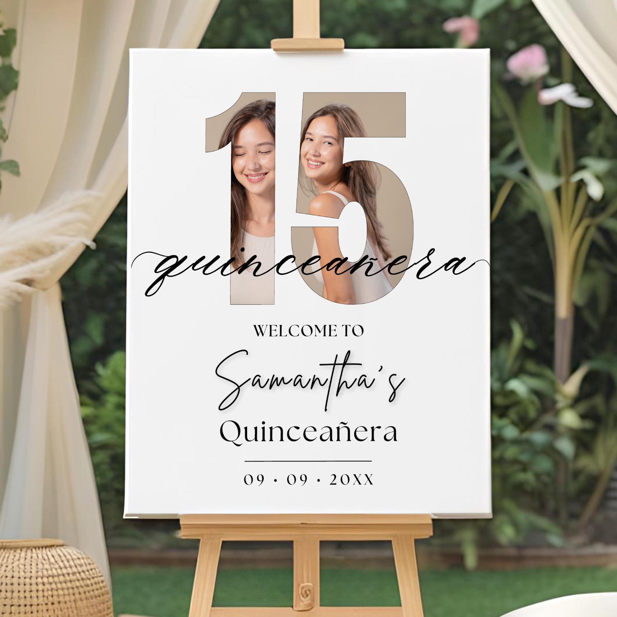 Quince Tree Sign Quinceañera Welcome Sign Template With Photo, Editable Sweet 15 ...