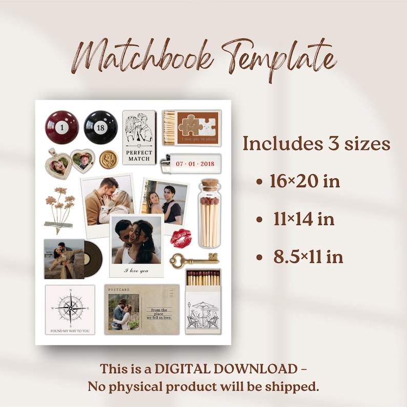 Pinterest Matchbook Example Editable Matchbook Template Custom Couple Matchbox Poster Anniversary ...