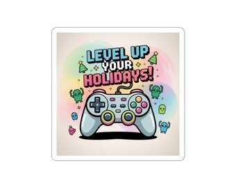 Level Up Your Holidays Sticker | Gamer Coding, Controller, Pixel Art
