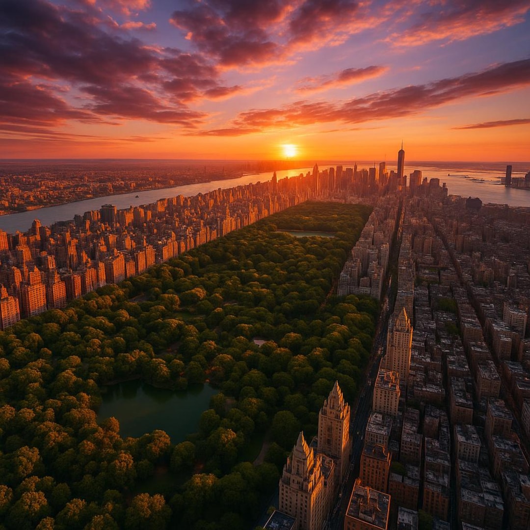 Central Park at Sunset – High-resolution Aerial Photo of New York City ...