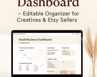 Notion Business Dashboard Template | Editable Content Calendar & Client Tracker | Small Business Planner