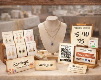 Jewelry Booth Display Kit | Canva Templates for Sellers (Instant Download)