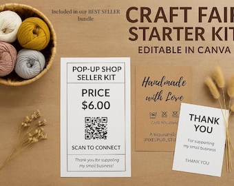 Craft Fair Seller Kit | Editable Canva Price Tags, Booth Signs (Digital Download)