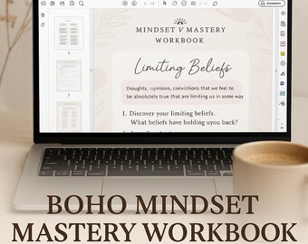 Boho Mindset Mastery Workbook | Fillable PDF Self Growth Journal | Positive Mindset Planner