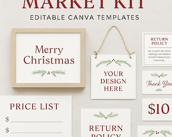 Christmas Market Kit | Editable Canva Templates for Small Business | Craft Fair Vendor Signs