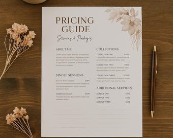 Plantilla de guía de precios editable: Hoja de precios de Canva para pequeñas empresas (descarga digital)