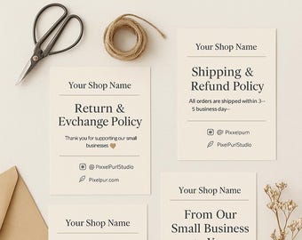 Small Business Card Templates | Return Policy, Thank You (Editable Canva)