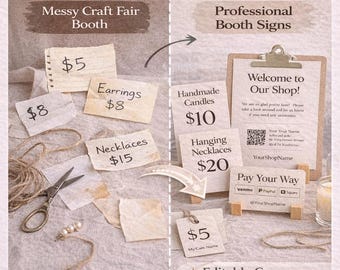 Pop-Up Shop Seller Kit | Editable Canva Price Tags, Booth Signs & Vendor Templates