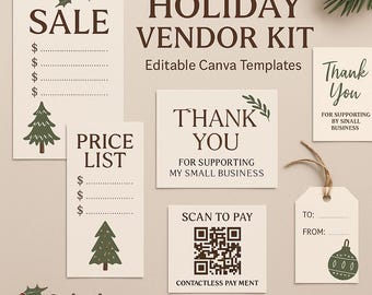 Holiday Vendor Kit | Editable Canva Templates for Small Business
