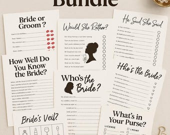 Bachelorette Party Games Bundle: Bridal Shower, Hen Night (Printable, Editable in Canva, Instant Download)