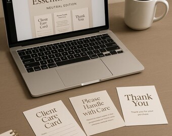 Editable Salon Client Care Card Templates | Beige Canva Design (5x7)