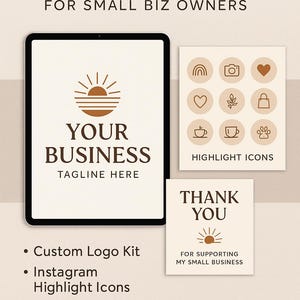 Boho Branding Kit: Editable Logo, Thank You Card, IG Templates (Canva & PDF)
