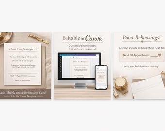 Lash Thank You & Rebooking Card | Editable Canva Template for Lash Artists
