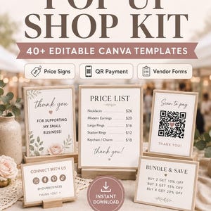 Pop Up Shop Mini Bundle | Editable Canva Price Signs & QR Payment Templates