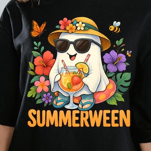 Ghost Summer Halloween png, Funny summer Halloween Png,Vintage Summer png, Halloween cocktail summer png, summer Shirt png, Retro