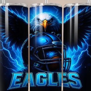 Eagle Football 20oz Skinny Tumbler Wrap, Sport Mascot Sublimation Tumbler Design, Football Team PNG Tumbler Gift for Men Digital Download
