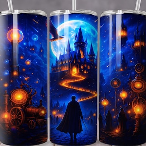 Magic World Tumbler Wrap, 20 oz 30 oz Skinny Tumbler Wrap PNG, Wizard Tumbler Design, Straight Tapered, Wizard School, Digital Download