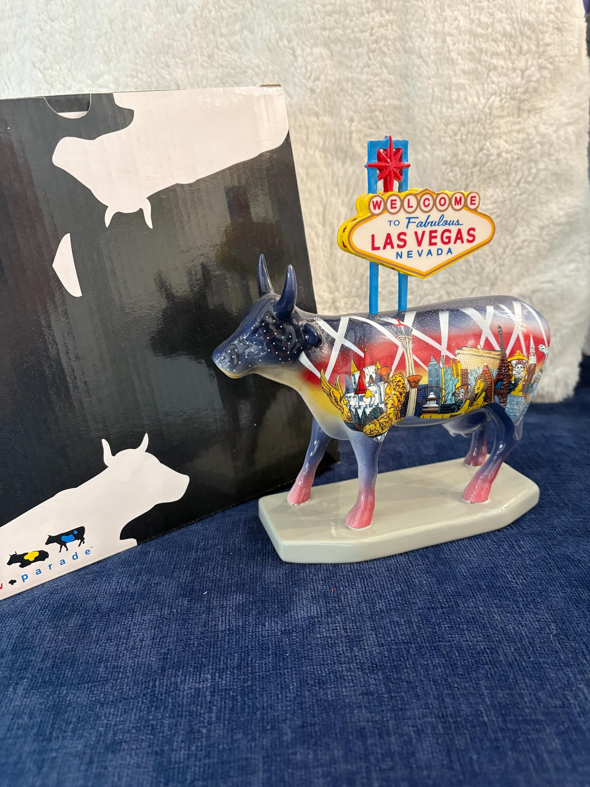 *限定* Welcome To Fabulous Las Vegas Cow Vintage Westland Cow Parade Ceramic Figurine~ #7326