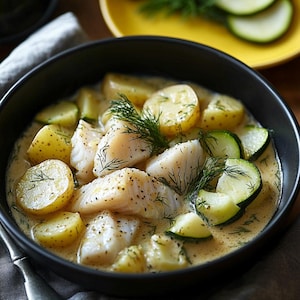 Creamy Fish Recipe PDF – Healthy Dinner – Easy Fish with Potatoes – Zucchini Fish Recipe – Comfort Food – Quick Meal – Instant Download