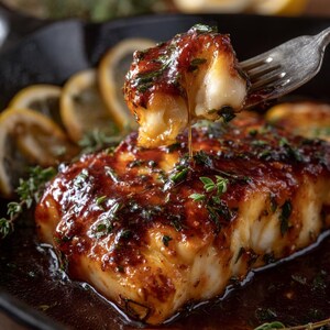 Lemon Garlic Butter Cod Recipe PDF – Easy Pan Seared Fish Dinner with Herb Butter Sauce