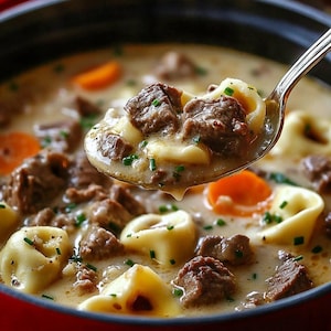 Creamy Beef Tortellini Soup Recipe PDF – Comfort Food – Easy Dinner Recipe – One Pot Meal – Instant Download
