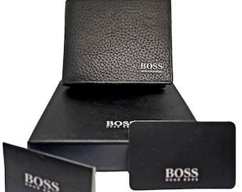 Monedero de piel negra Hugo Boss para hombre con estuche de regalo