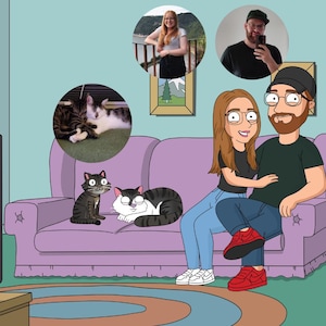 Familieportret op maat! Gepersonaliseerde anime, custom, stel, animecadeau, tekening, cartoon, illustratiecadeau, familiecartoon