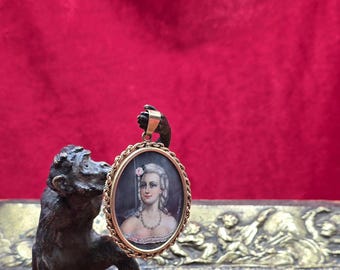 Antique pendant miniature portrait Mario Frascaroli, early 20th century